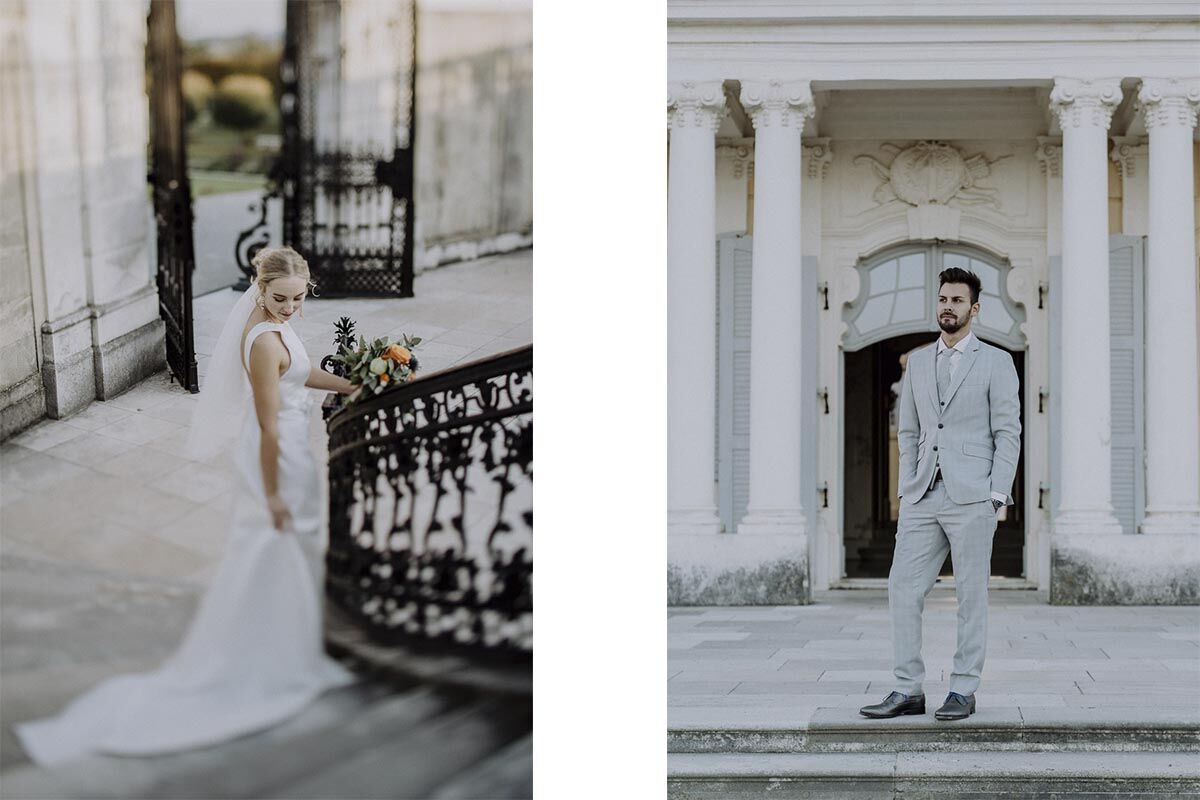 Braut und Bräutigam Fotos im Schloss Hof beim After-Wedding-Shooting
